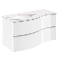 Crosswater Svelte Vanity Unit With Marble Basin (1000mm, White Gloss).