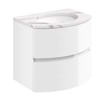 Crosswater Svelte Vanity Unit With Marble Basin (600mm, White Gloss).