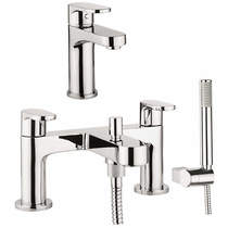 Crosswater Style Basin & Bath Shower Mixer Tap Pack With Kit (Chrome).