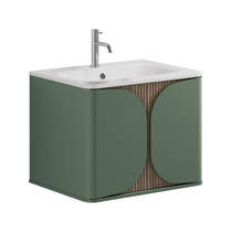 Crosswater Tambour Wall Hung Vanity Unit With Basin (600mm, Sage Green).