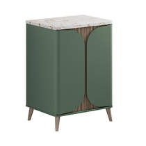 Crosswater Tambour Vanity Unit With Marble Top (600mm, Sage Green).