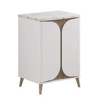 Crosswater Tambour Vanity Unit With Marble Top (600mm, Matt White).