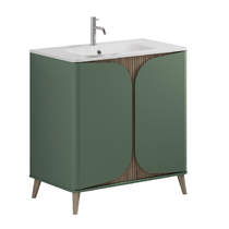 Crosswater Tambour Vanity Unit With Basin (800mm, Sage Green).