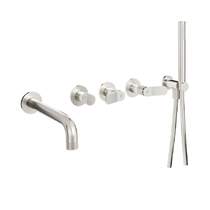 Crosswater Calix Crosshead Wall-Mounted Bath Shower Mixer Tap (5 Hole, Br Metallic).