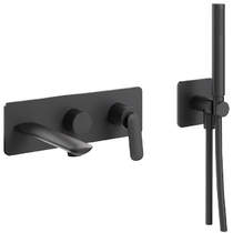 Crosswater Huck Wall-Mounted Bath Shower Mixer Tap (Matt Black).