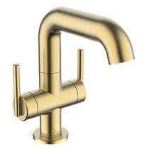 Crosswater 3ONE6 Twin Lever Basin Mixer Tap (Brushed Brass).