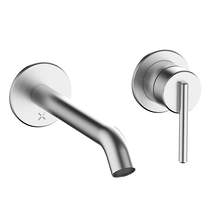 Crosswater 3ONE6 Wall Mounted Lever Basin Mixer Tap (Stainless Steel).