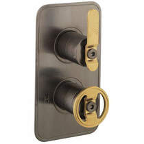 Crosswater UNION Thermostatic Shower Valve (2 Outlets, Black & Brass).