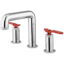 Crosswater UNION Three Hole Deck Mounted Basin Mixer Tap (Chrome & Red).