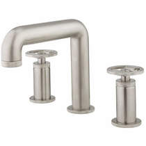 Crosswater UNION Three Hole Deck Mounted Basin Mixer Tap (Brushed Nickel).