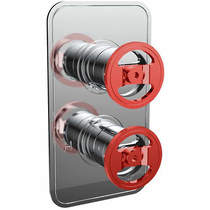 Crosswater UNION Thermostatic Shower Valve (2 Outlets, Chrome & Red).