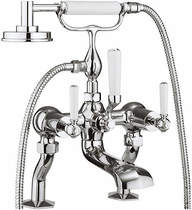 Crosswater Waldorf Bath Shower Mixer Tap With White Lever Handles.
