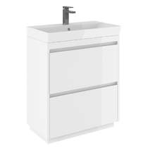 Crosswater Zion Vanity Unit With Ceramic Basin (700mm, White Gloss, 1TH).