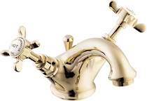 Deva coronation mono basin mixer tap with pop up waste (gold).