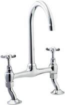 Deva coronation bridge sink mixer tap with swivel spout (chrome).