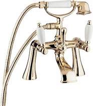 Deva georgian bath shower mixer tap with shower kit (gold).
