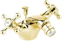 Deva Tudor Mono Bidet Mixer Tap With Pop Up Waste (Gold).