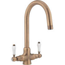 Hydra Evie Pro Kitchen Tap With Twin Lever Controls (Copper).