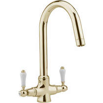 Hydra Evie Pro Kitchen Tap With Twin Lever Controls (Antique Gold).