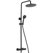 JTP Vos Rigid Riser Kit With Thermostatic Shower Valve (Matt Black).