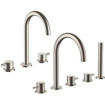 JTP Inox 3 Hole Basin & 5 Hole Bath Shower Mixer Tap Pack (Stainless Steel).
