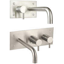 JTP Inox Wall Mounted Basin & Bath Shower Mixer Tap Pack (Stainless Steel).