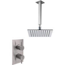 JTP Inox Thermostatic Shower Valve, Ceiling Arm & Square Head (S Steel).