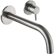 JTP Inox Wall Mounted Basin Mixer Tap (155mm Spout, Stainless Steel).