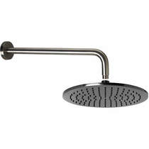 JTP Vos 250mm Round Shower Head With Wall Mounting Arm (Br Black).