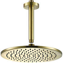 JTP Vos 200mm Round Shower Head With Ceiling Mounting Arm (Br Brass).
