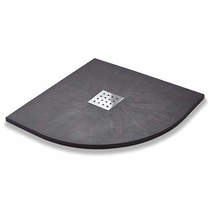 Slate Trays Quadrant Shower Tray & Chrome Waste 900mm (Graphite).