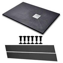 Slate Trays Rectangular Easy Plumb Shower Tray & Waste 1400x800 (Black).
