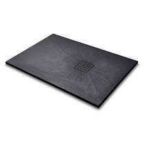 Slate Trays Rectangular Shower Tray & Graphite Waste 1400x900 (Black).