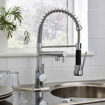 Kartell Kitchen Sink Mixer Tap With Pull Out Spray & Spout (Chrome).