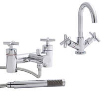 Kartell Times Basin & Bath Shower Mixer Tap Pack With Kit (Chrome).