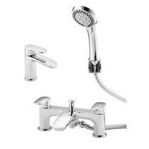 Kartell Verve Basin & Bath Shower Mixer Tap Pack (Chrome).