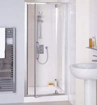 Lakes Classic 1000mm Semi-Frameless Pivot Shower Door (Silver).