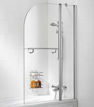 Lakes Classic 975x1400 Curved Bath Screen With Fixed Panel & Towel Rail.