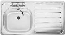 Leisure Sinks Lexin 1.0 bowl stainless steel kitchen sink with right hand drainer. Waste kit supplied.