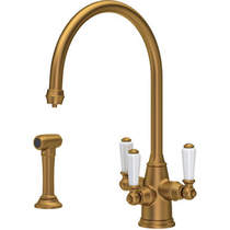 Perrin & Rowe Phoenician 3 In 1 Filtered Kitchen Tap With Rinser (Aged Brass).