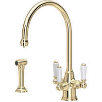 Perrin & Rowe Phoenician 3 In 1 Filtered Kitchen Tap With Rinser (Gold).