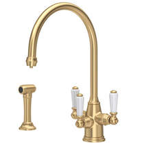 Perrin & Rowe Phoenician 3 In 1 Filtered Kitchen Tap With Rinser (Satin Brass).