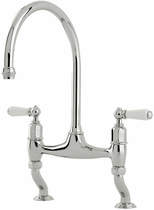 Perrin & Rowe Ionian Kitchen Tap With White Lever Handles (Pewter).