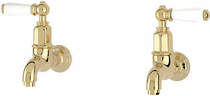 Perrin & Rowe Mayan Wall Mounted Bib Taps With Lever Handles (Gold).