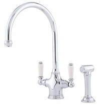 Perrin & Rowe Phoenician Kitchen Tap With Rinser (Chrome).