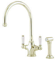 Perrin & Rowe Phoenician Kitchen Tap With Rinser (Gold).