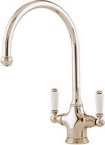 Perrin & Rowe Phoenician Kitchen Tap & White Handles (Gold).