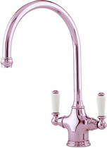 Perrin & Rowe Phoenician Kitchen Tap & White Handles (Nickel).