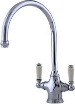 Perrin & Rowe Phoenician Kitchen Tap & White Handles (Pewter).