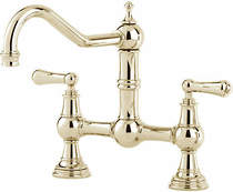 Perrin & Rowe Provence Bridge Kitchen Tap With Lever Handles (Gold).